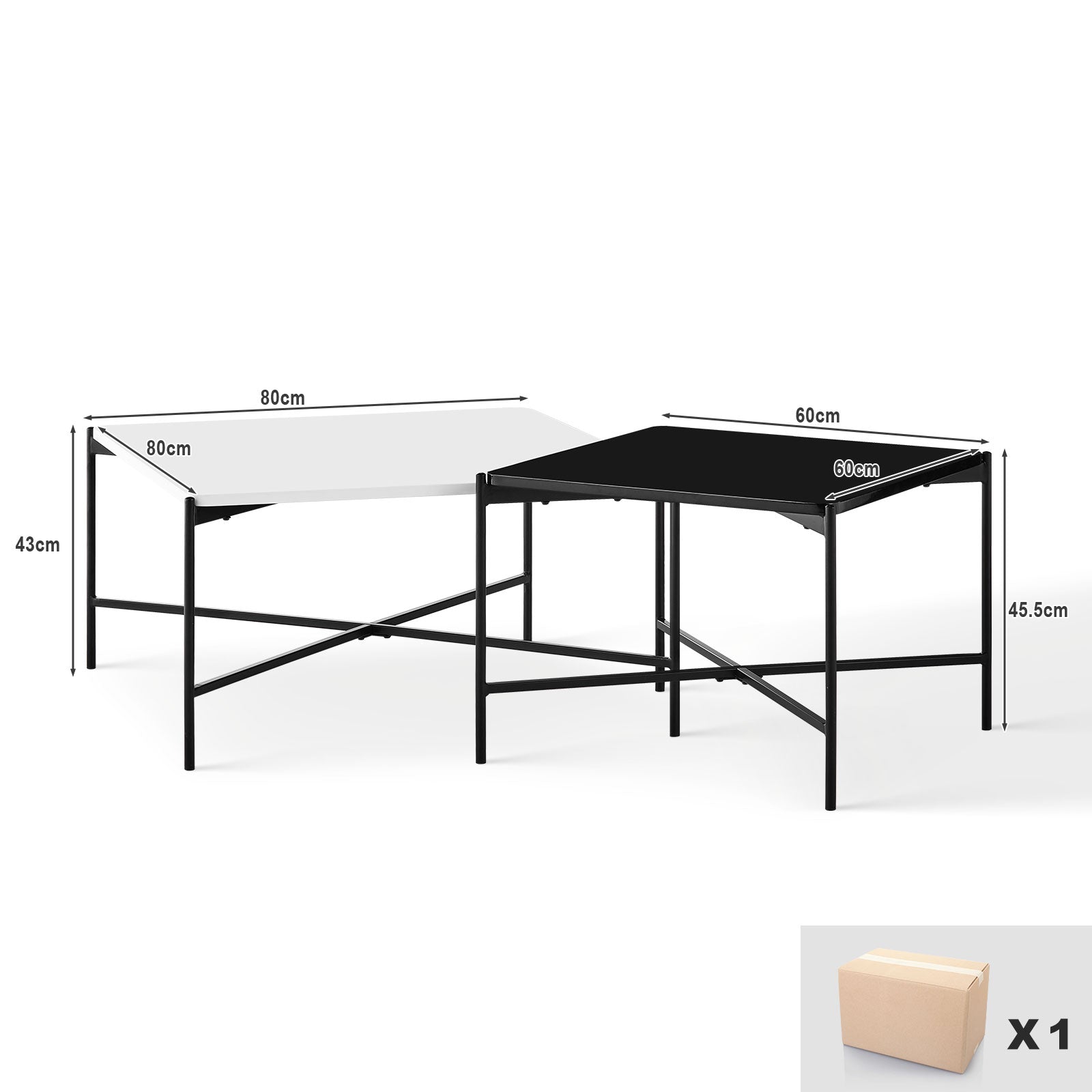 Arol High Gloss Nesting Coffee Table Set (2 Pieces)