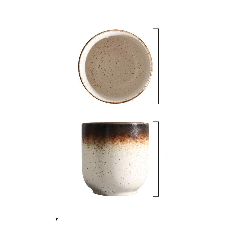 Artisan stoneware ceramic tea and coffee cups with textured minimalist design in assorted neutral colours