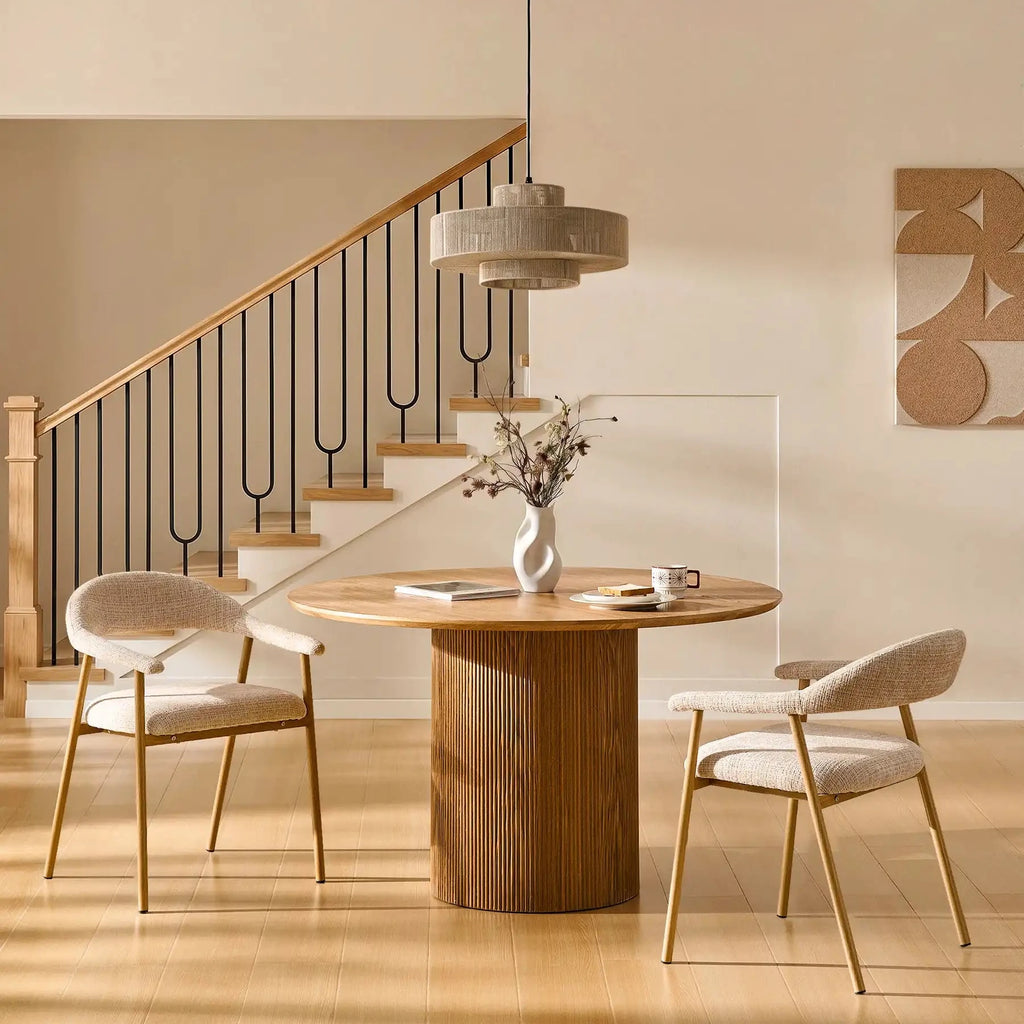 Arlo Oak Dining Chair Set | Modern Chenille Dining Chairs