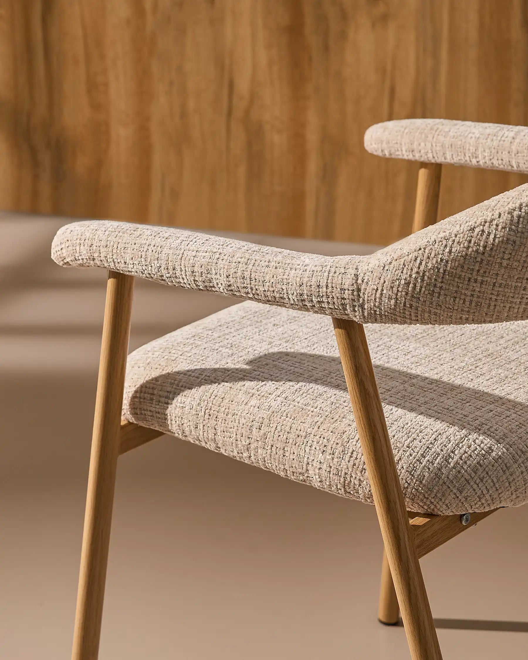 Arlo Oak Dining Chair Set | Modern Chenille Dining Chairs