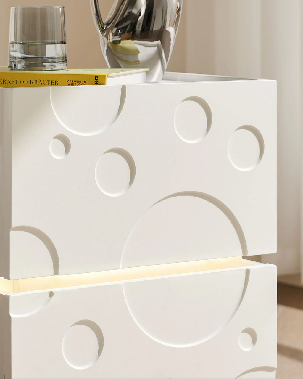 Bubbli White LED Bedside Table with USB Charging Station