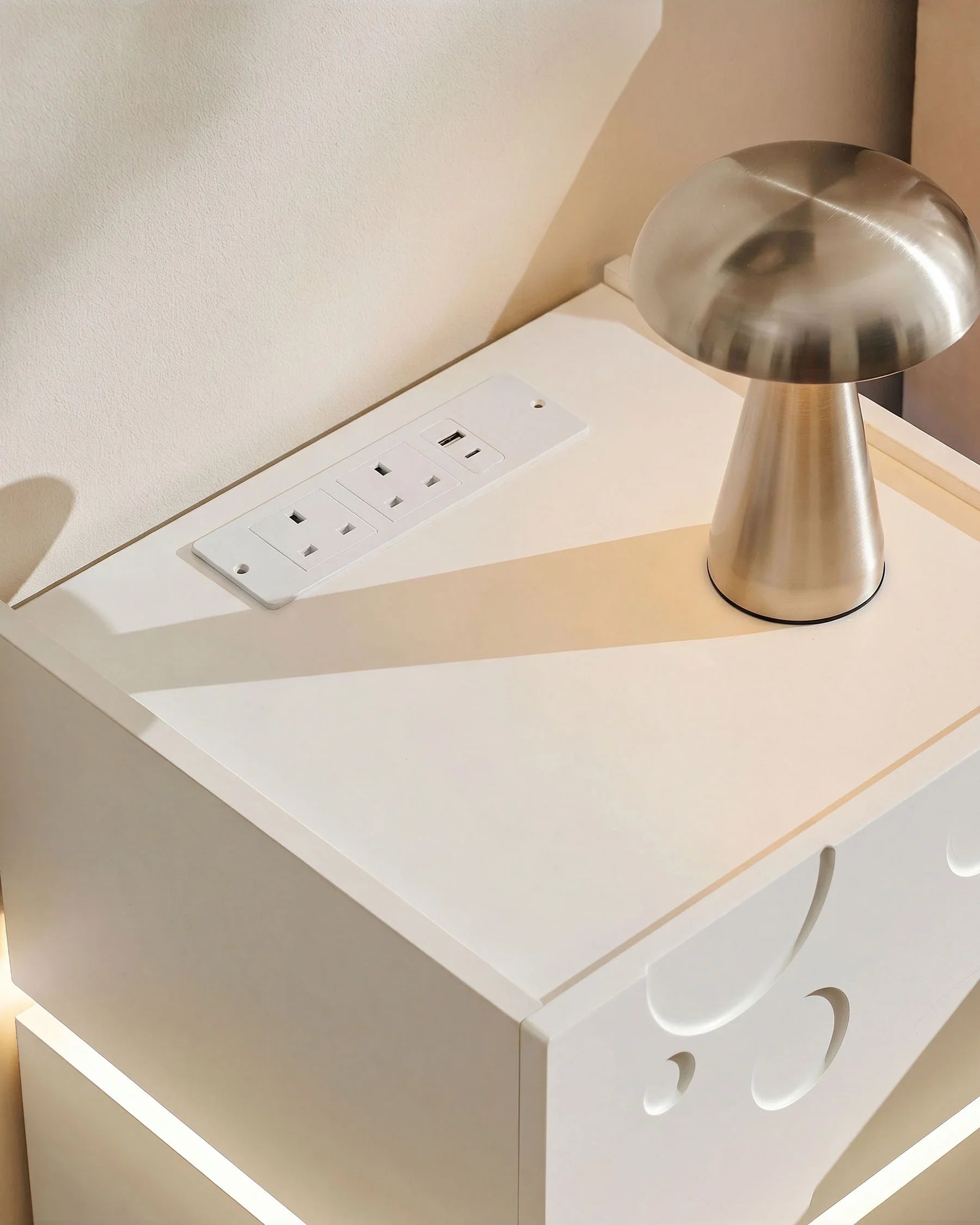 Bubbli White LED Bedside Table with USB Charging Station