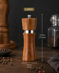 Acacia Wood Pepper Mill Grinder with Ceramic Core | Manual Salt & Pepper Grinder