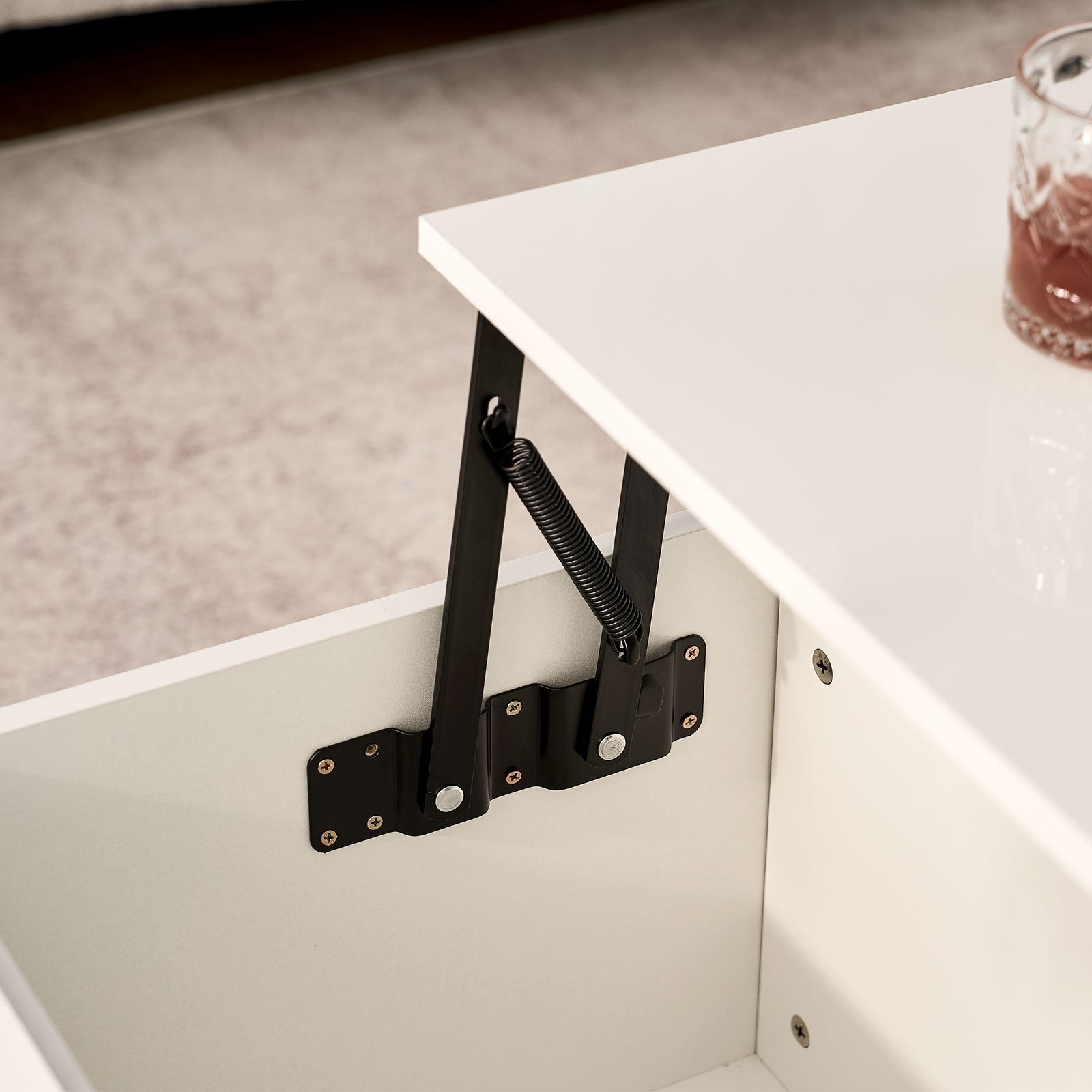 Elna Modern Lift-Top Coffee Table with LED Lights & Hidden Storage