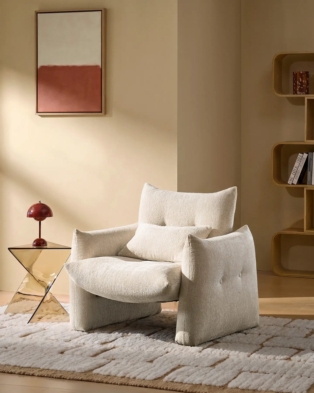Kumo Cream Accent Chair | Modern Chenille Armchair [Pre-Order]