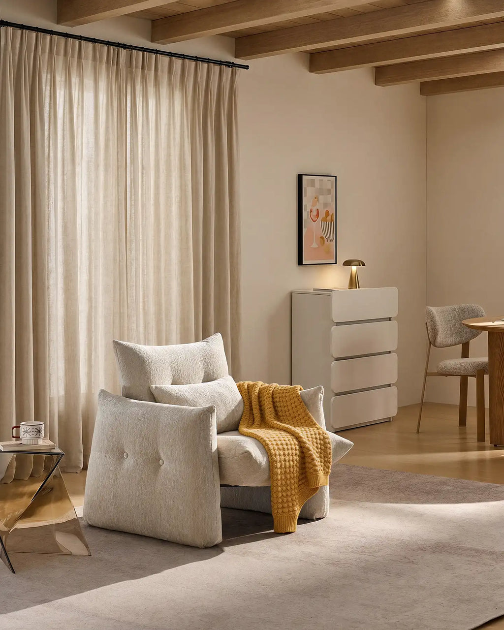 Kumo Cream Accent Chair | Modern Chenille Armchair [Pre-Order]