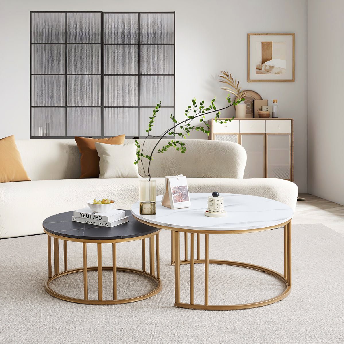 Lepore Marble Nesting Coffee Table Set | Modern Round Coffee Tables