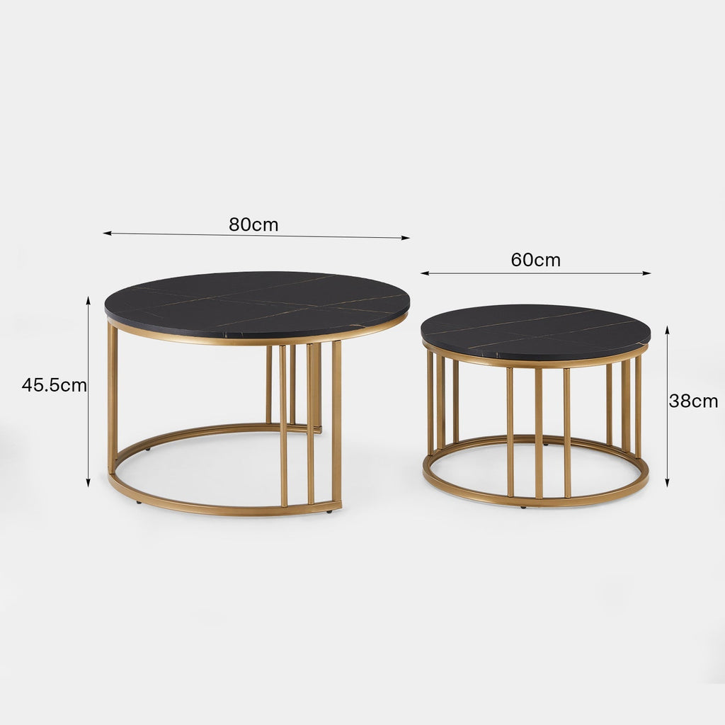 Lepore Marble Nesting Coffee Table Set | Modern Round Coffee Tables