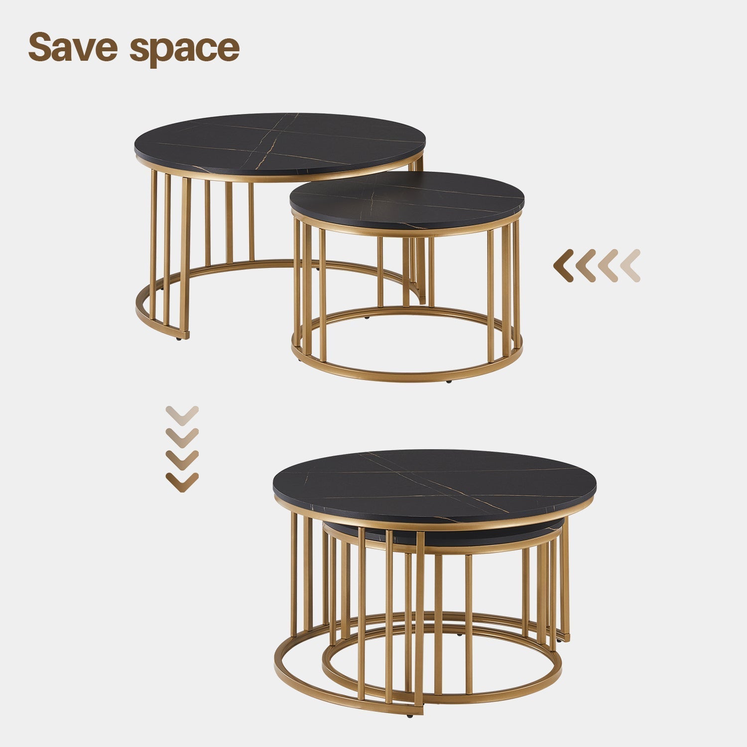 Lepore Marble Nesting Coffee Table Set | Modern Round Coffee Tables