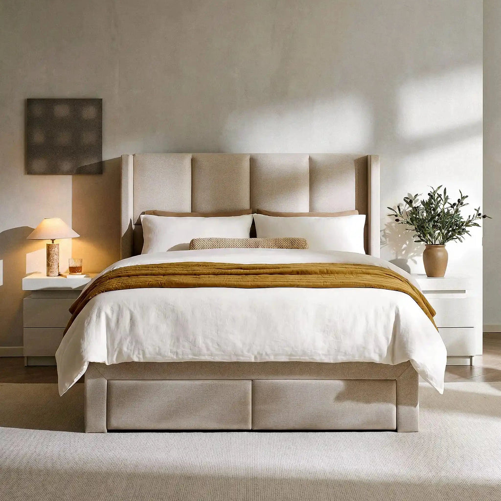Luvon Upholstered Double Bed Frame with Storage
