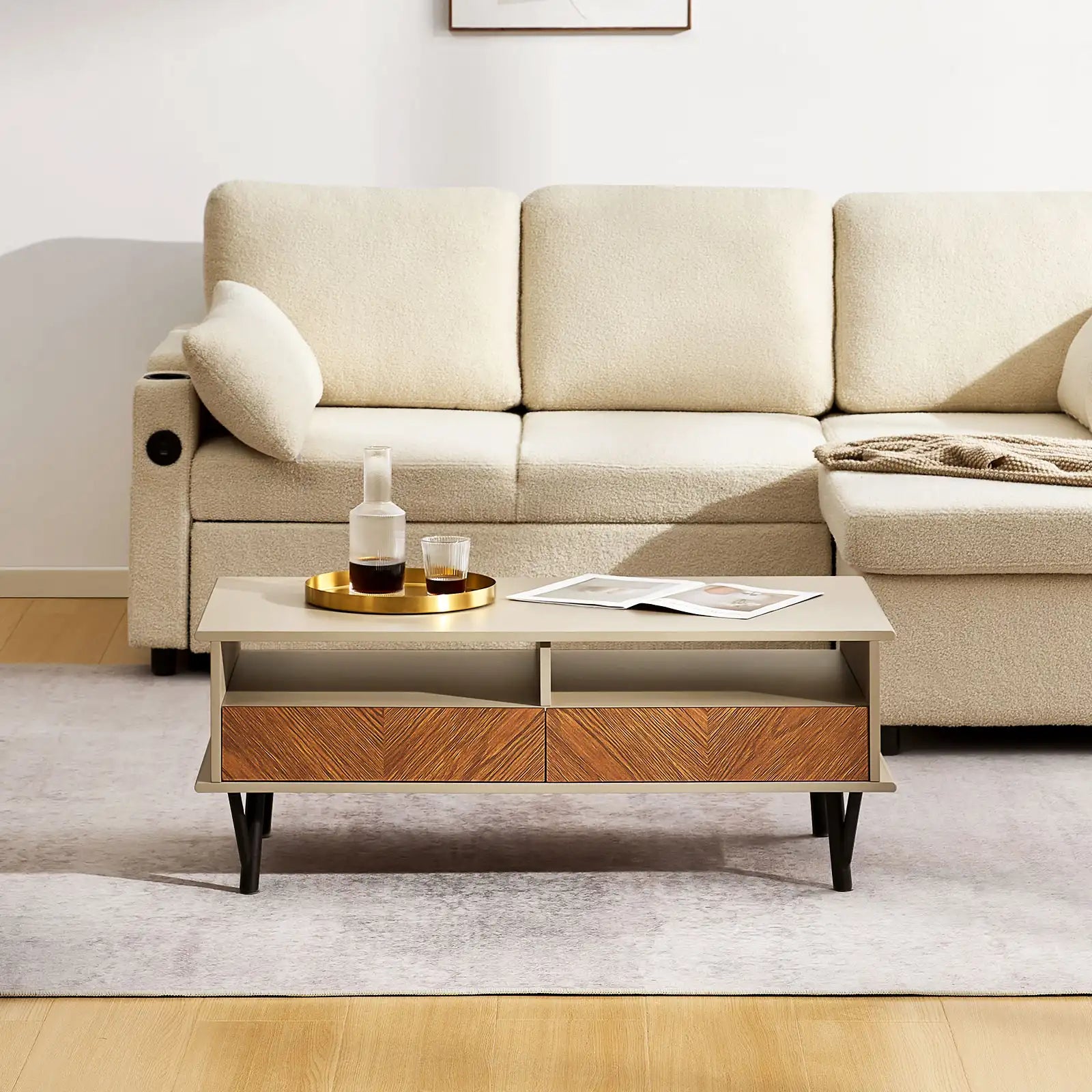 Milano Walnut Coffee Table with Hidden Storage