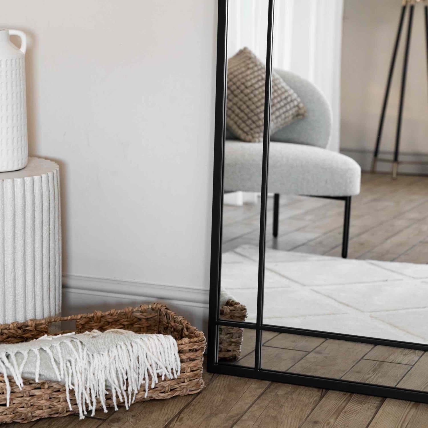 Aimi Black Metal Window Mirror | Full-Length Industrial Statement Mirror