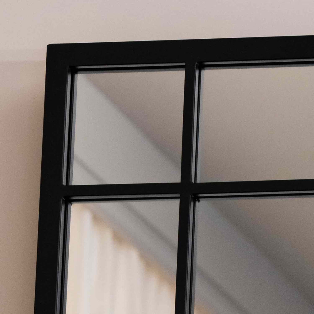 Aimi Black Metal Window Mirror | Full-Length Industrial Statement Mirror