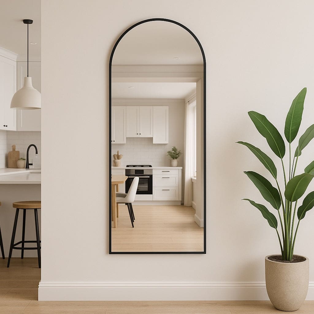 Akiko Black Arched Mirror – Modern Full-Length Elegance