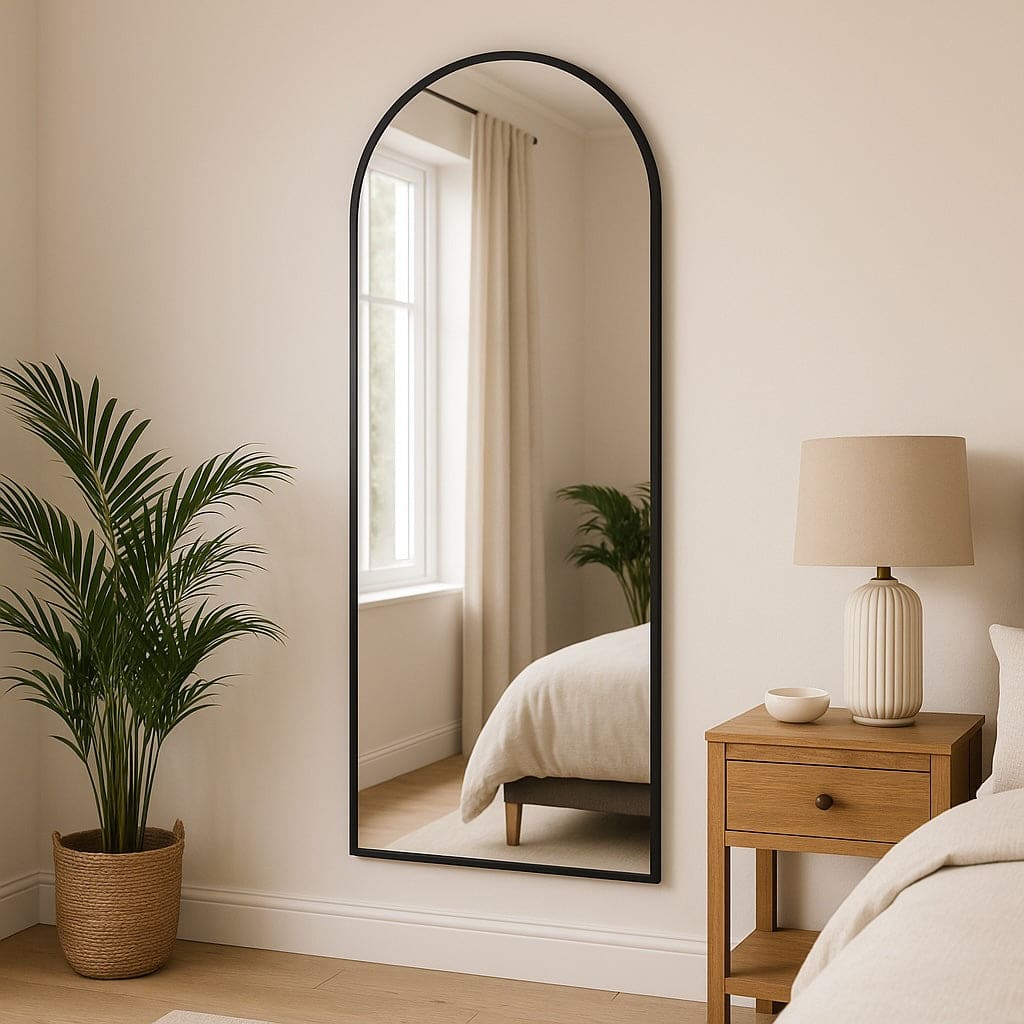 Akiko Black Arched Mirror – Modern Full-Length Elegance