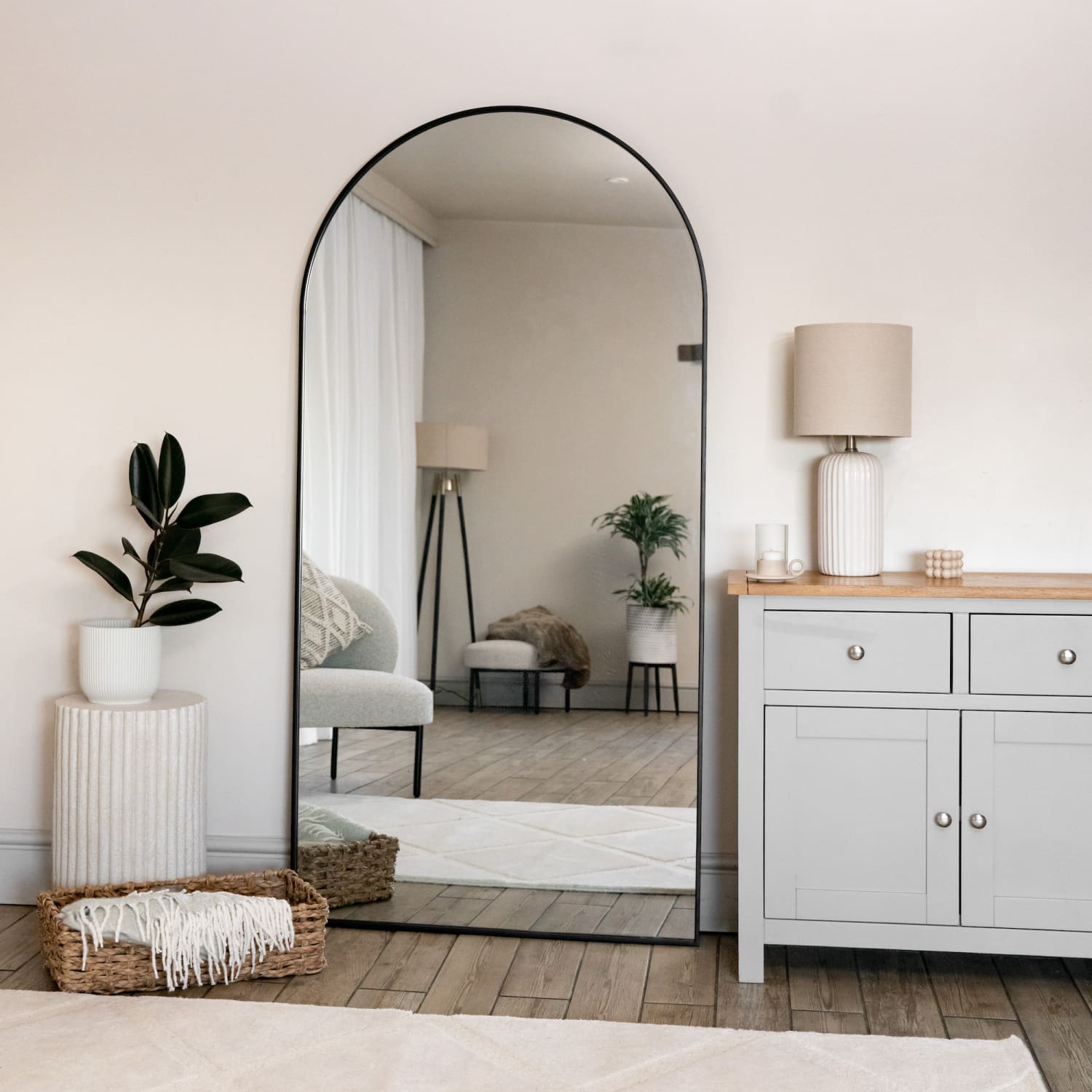 Akiko Full-Length Black Arched Mirror | Modern Minimalist Floor Mirror