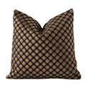 Bronze diamond-pattern woven cushion cover with textured geometric design and luxury finish