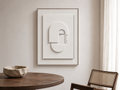 Ivory Geometry abstract canvas wall art displayed in a modern minimalist dining room with neutral décor