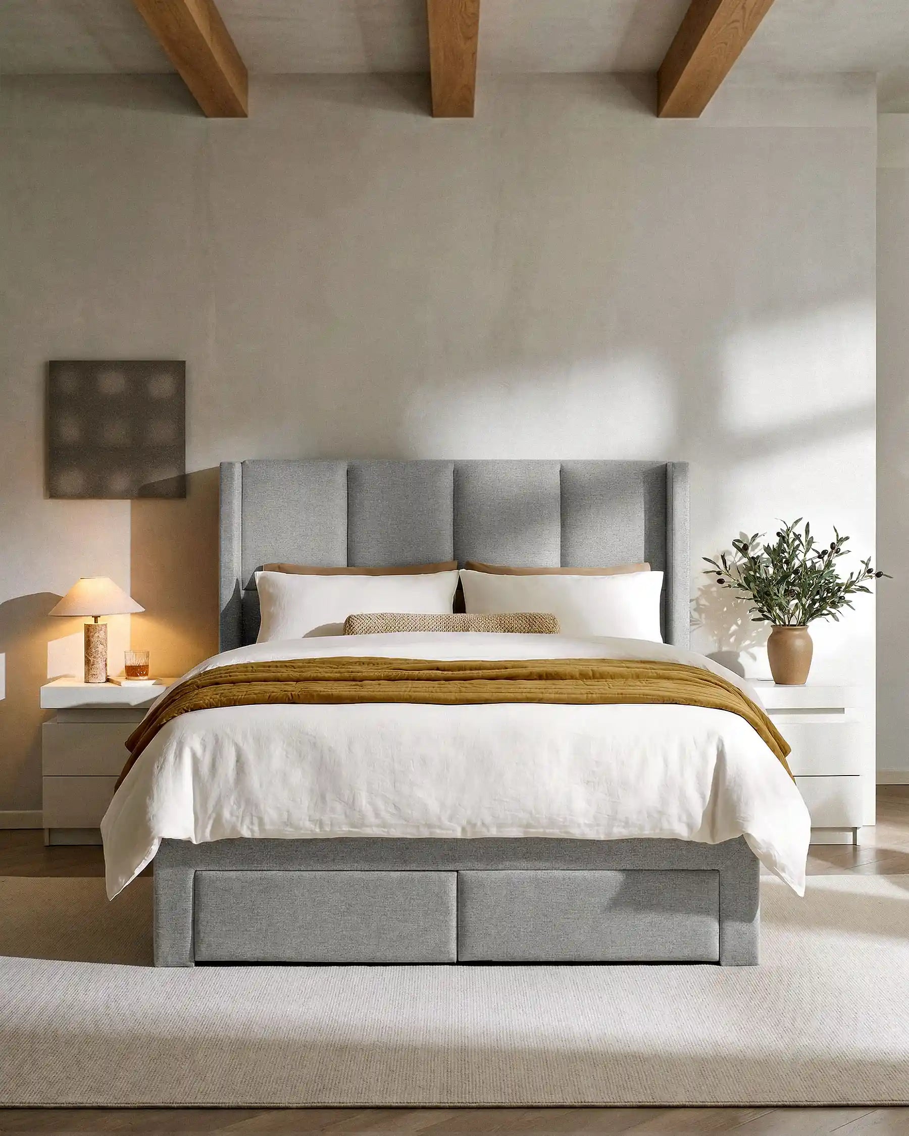Luvon Upholstered Double Bed Frame with Storage